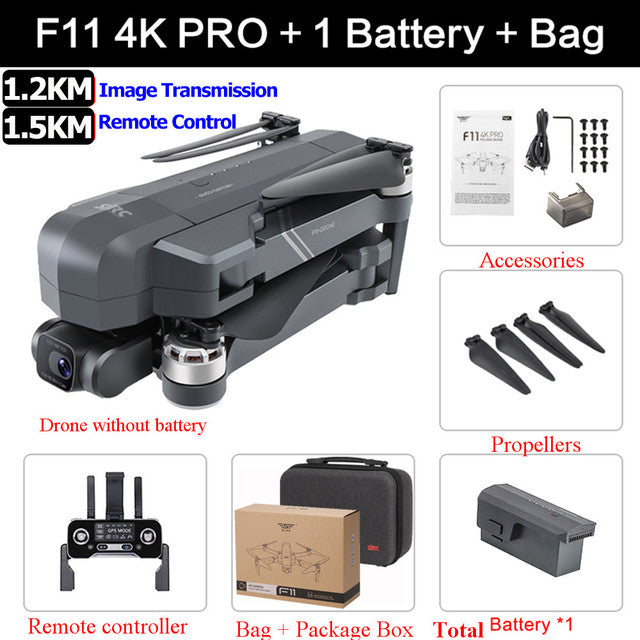 SJRC F11 / F11S 4K PRO GPS Drone Camera 2-Axis Gimbal Brushless Quadcopter FPV 5G HD Camera Drone BeyondskyRC