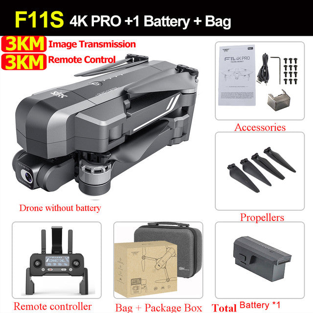 SJRC F11 / F11S 4K PRO GPS Drone Camera 2-Axis Gimbal Brushless Quadcopter FPV 5G HD Camera Drone BeyondskyRC