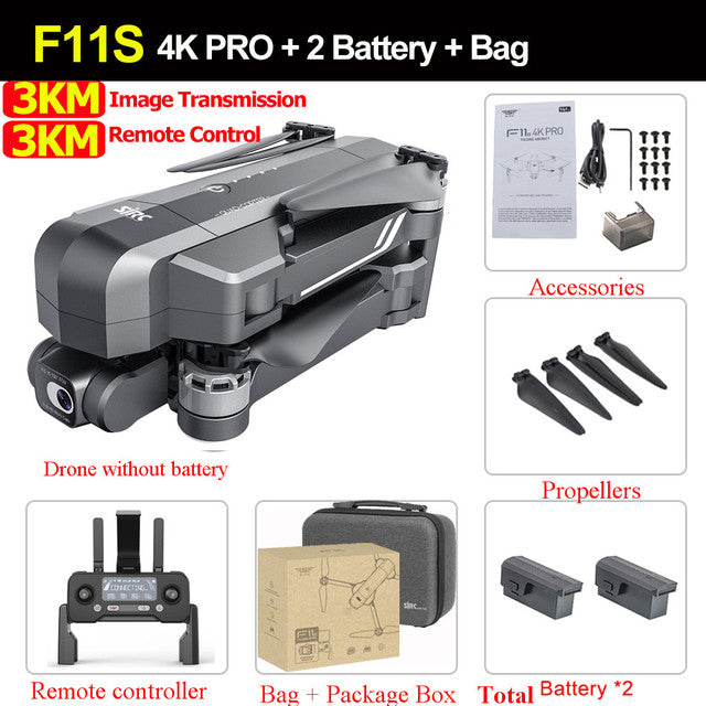 SJRC F11 / F11S 4K PRO GPS Drone Camera 2-Axis Gimbal Brushless Quadcopter FPV 5G HD Camera Drone BeyondskyRC