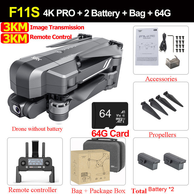 SJRC F11 / F11S 4K PRO GPS Drone Camera 2-Axis Gimbal Brushless Quadcopter FPV 5G HD Camera Drone BeyondskyRC