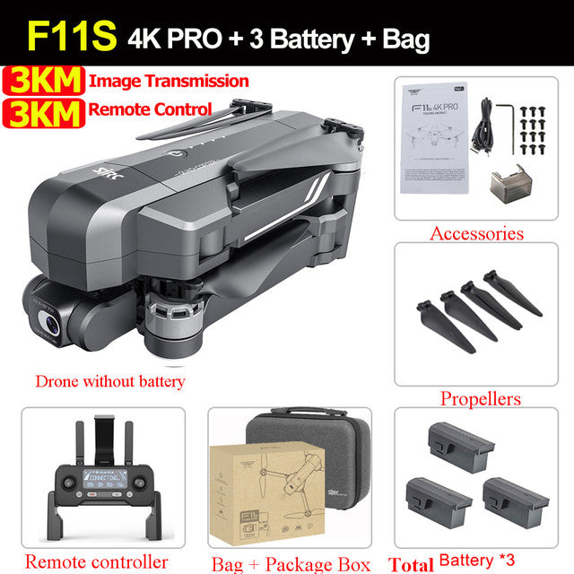 SJRC F11 / F11S 4K PRO GPS Drone Camera 2-Axis Gimbal Brushless Quadcopter FPV 5G HD Camera Drone BeyondskyRC