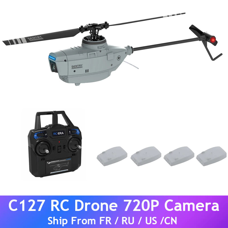 C127 RC Drone 720P Camera 6-Axis Sentry Wide Angle Camera Single Paddl