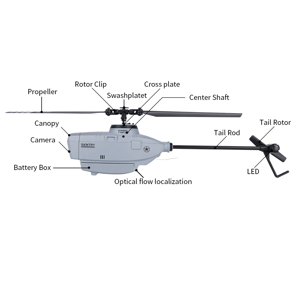 C127 RC Drone 720P Camera 6-Axis Sentry Wide Angle Camera Single Paddle without Ailerons Spy BeyondskyRC